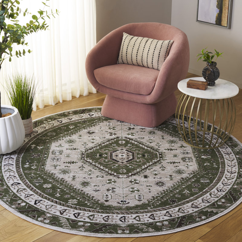 Bayside 118 Performance Machine Washable Oriental Rug, Round 6'7"
