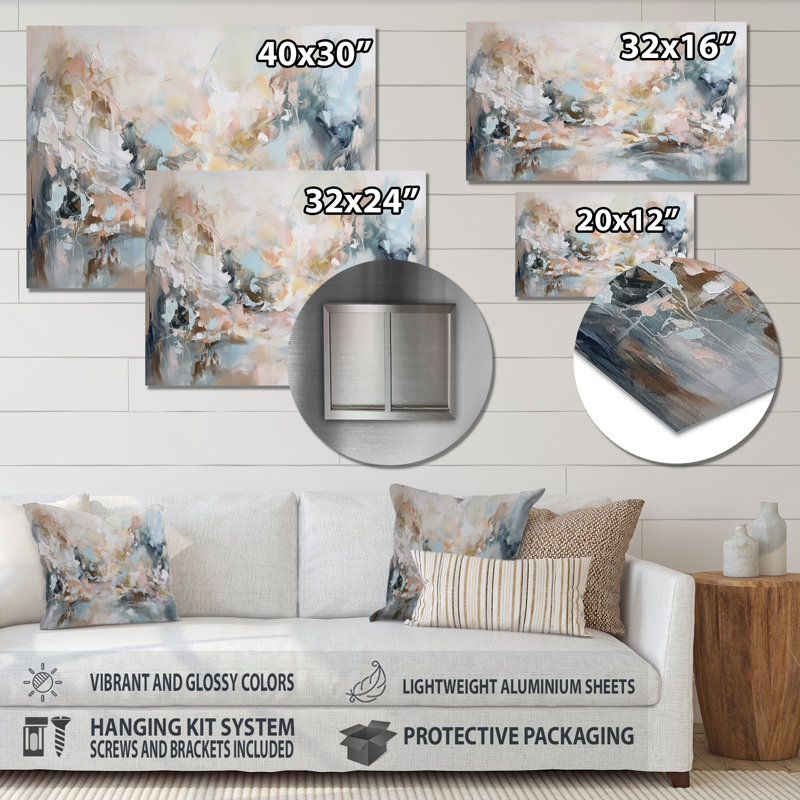 Délicat coup de pinceau abstrait IV - décoration murale abstraite en métal, H 12 po x l 20 po