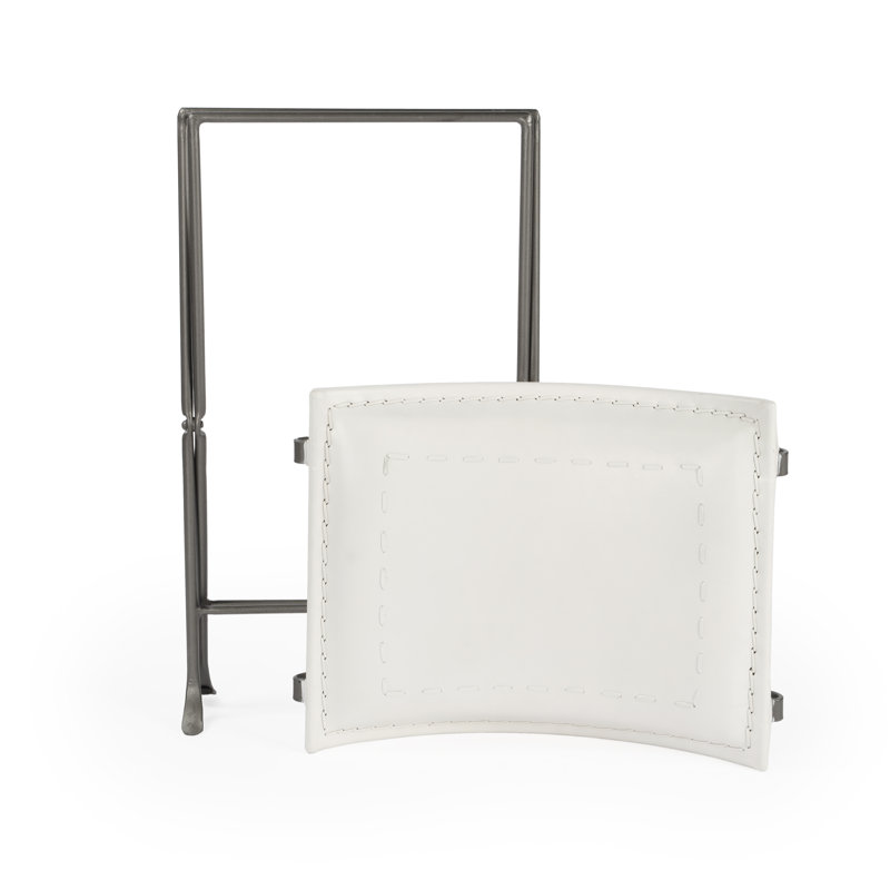 Leather Utility Stool, White Genuine Leather