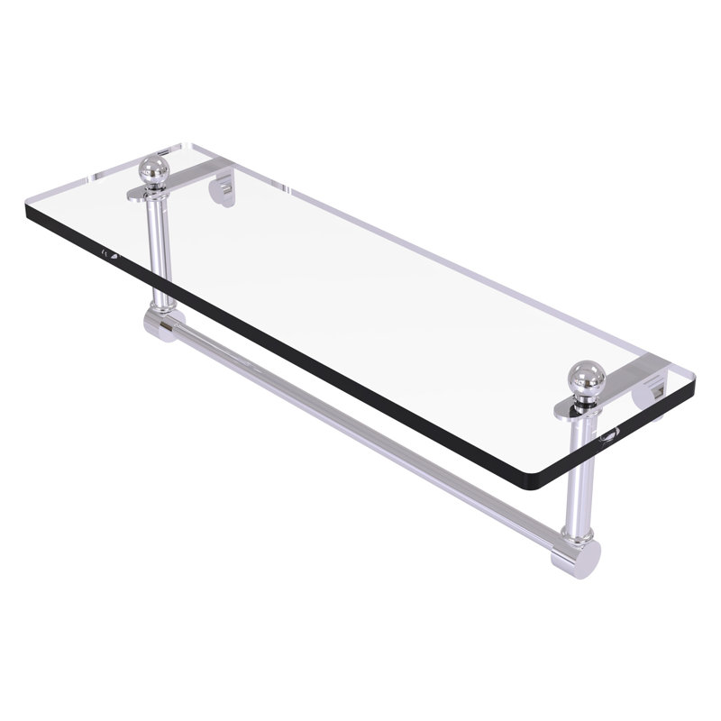 Ballenas Bracket Shelf with Towel Bar, 16", Polished Chrome