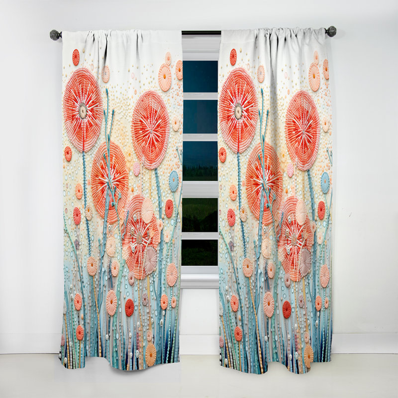 Gerlad Coral Reef Barrier Impression III - Coastal Coral Curtain - Velvet Room Darkening - 1 panel, 52" W x 84" L