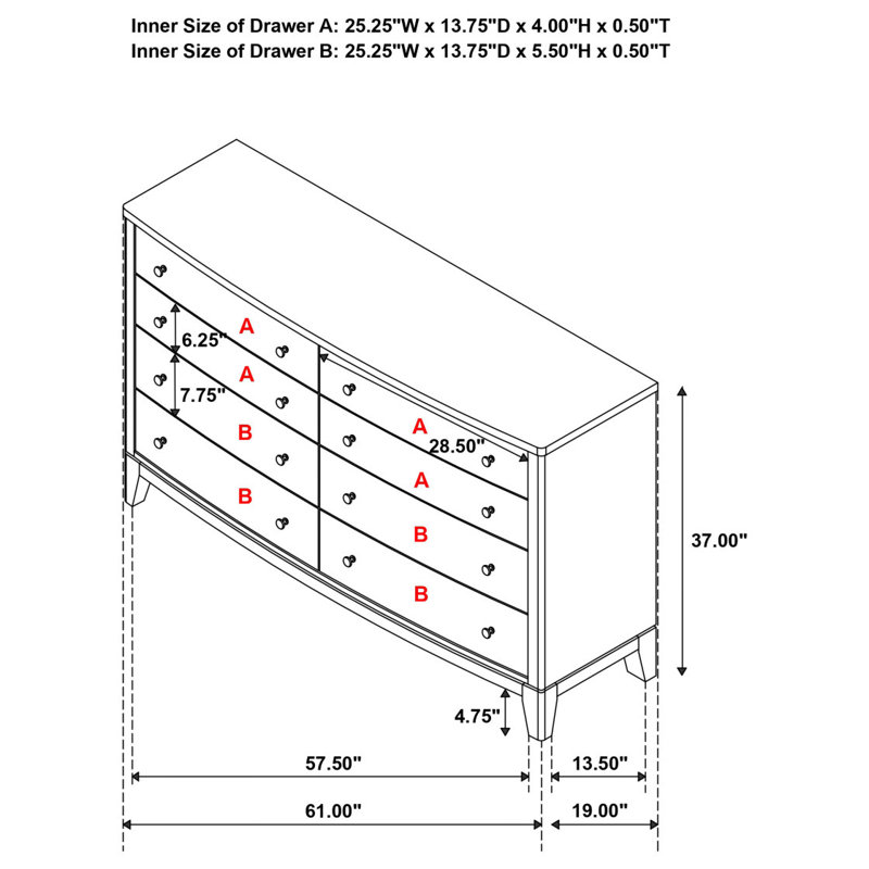 Commode 8 tiroirs Menlo