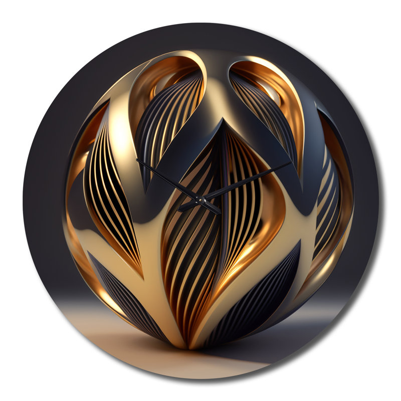 Horloge murale Op-Art Retro Gold, Grand
