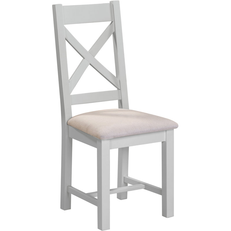Windsor 50.5cm H Fabric Upholstered Cross Back Side Chair, Grey