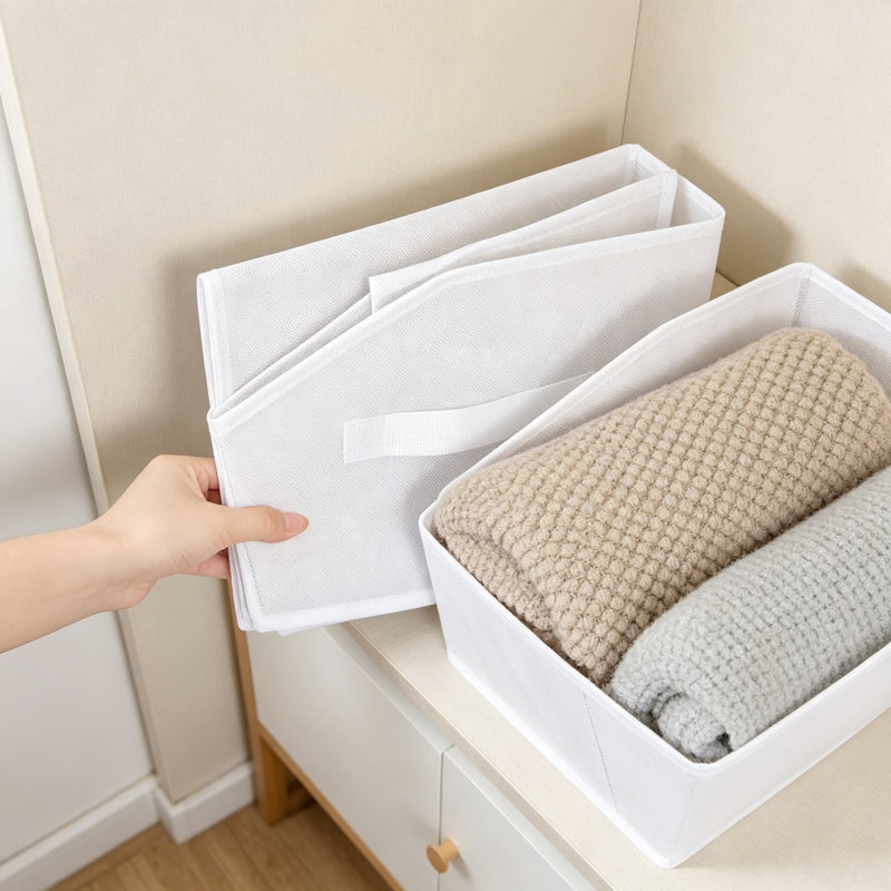 Large Trapezoid Fabric Storage Bins for Shelves, Closet Organizer Baskets with Handles, Multi-Purpose Bins for Clothes, Towels, Purses, 6-Pack, White