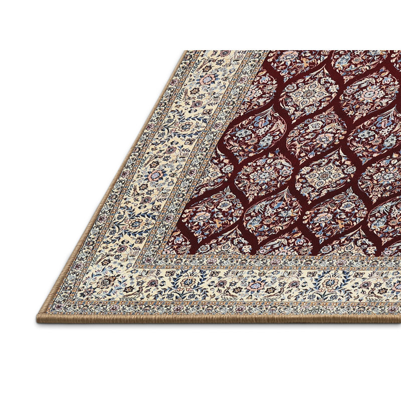 Tapis oriental en laine / polyester beige Douthit, Rectangle 5 pi x 8 pi