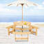 Table de pique-nique extérieure pour 6 personnes avec 3 bancs intégrés et trou pour parasol - Idéale pour jardin, cour ou terrasse - Résistante aux intempéries - Bois naturel robuste - Trou pour plus de détente