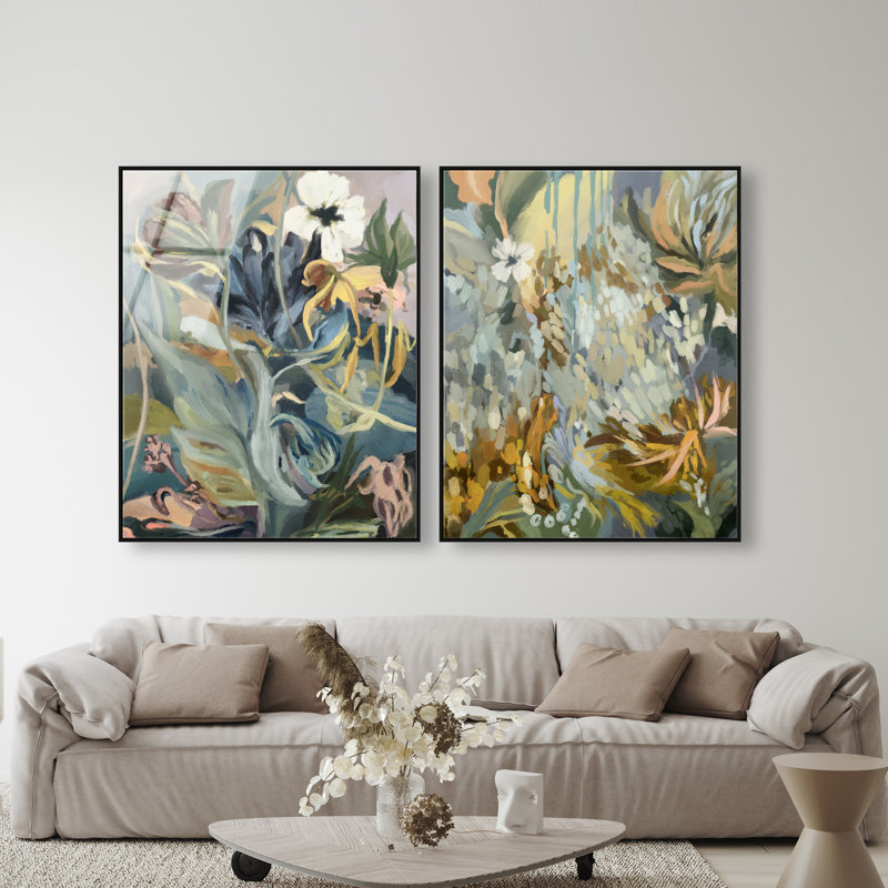 Moss Overlap Set Set by Oliver Gal, 42"H x 34"W, Black Floater Frame