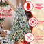 Arbre de Noël enneigé 4 pi avec pin et eucalyptus, 150 lumières blanc chaud, 404 pointes naturelles, support en métal et feuillage d'eucalyptus, éclairage à DEL, branches épaisses, assemblage facile