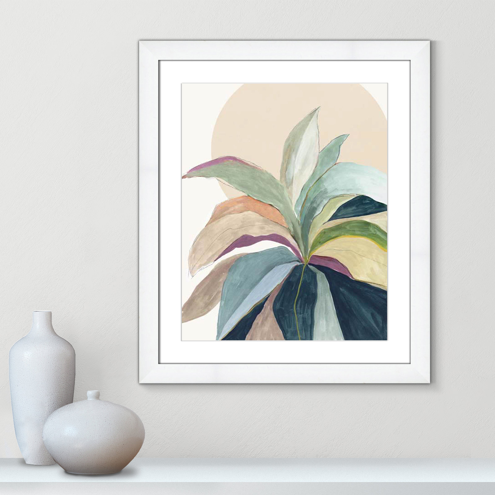 Sherbrooke Sunny Bright Leaves II Framed On Paper by Asia Jensen Print, White Cube Frame Matted, 27" H x 23" W x 1.25" D  