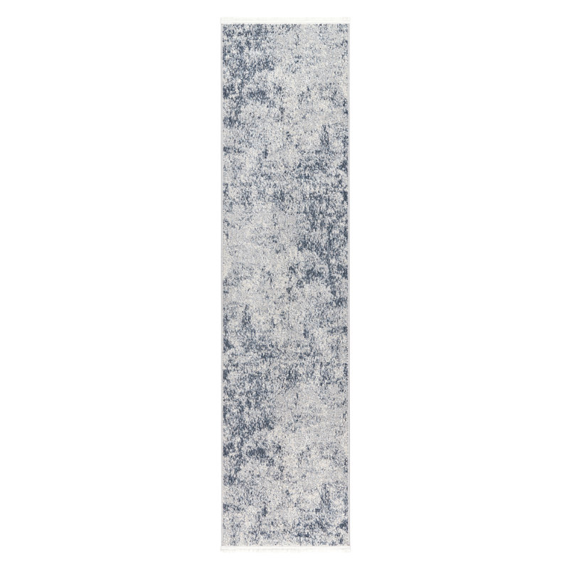 TOWN & COUNTRY EVERYDAY Rein Abstract Cloud Everwash Non-Slip Backing Washable Area Rug Blue/Gray, Runner 1'9" x 7'2"