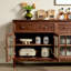 Buffet de rangement rétro entièrement en bois massif-148982467