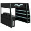 Lit mezzanine en bois peu encombrant avec bureau, tablettes de rangement et lumière DEL RVB-1156509428