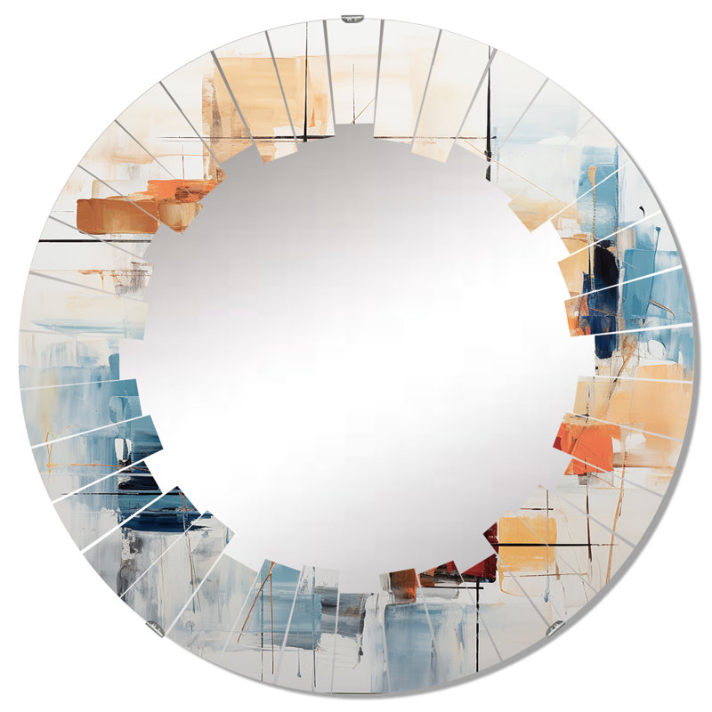 Naxos - Miroir mural Mid-Century rond, 32 po x 32 po