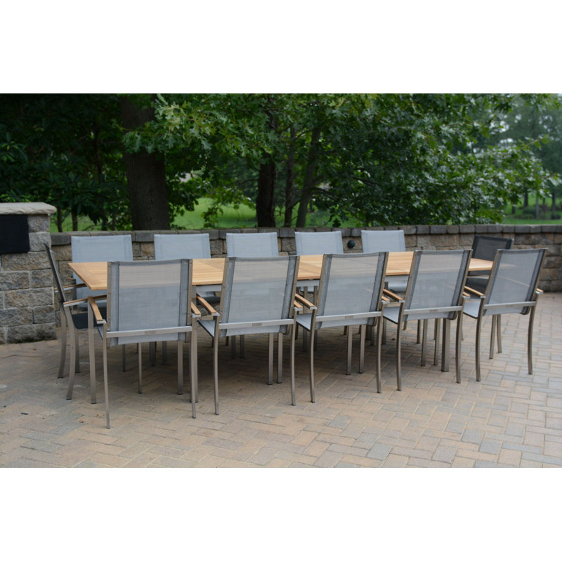 Avanti Stainless Steel Teak Outdoor Sling Stacking Armchair