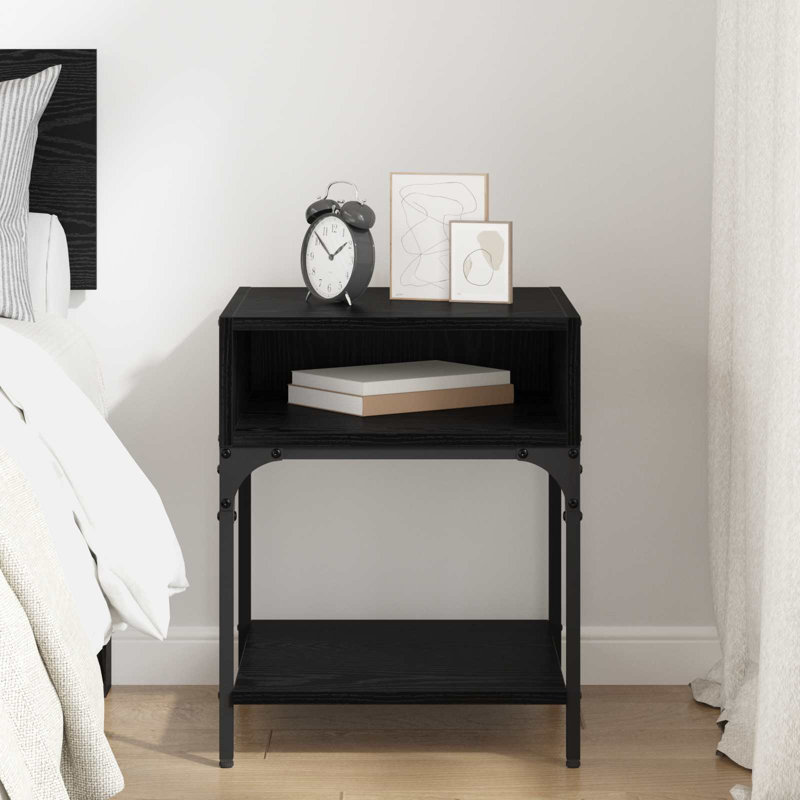 40 cm W Bedside Table, Black Oak