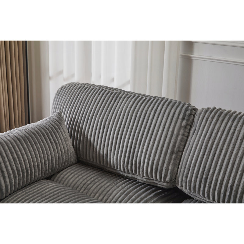 Canapé modulaire surdimensionné en tissu velours côtelé Corduroy, aucun assemblage requis, Gris