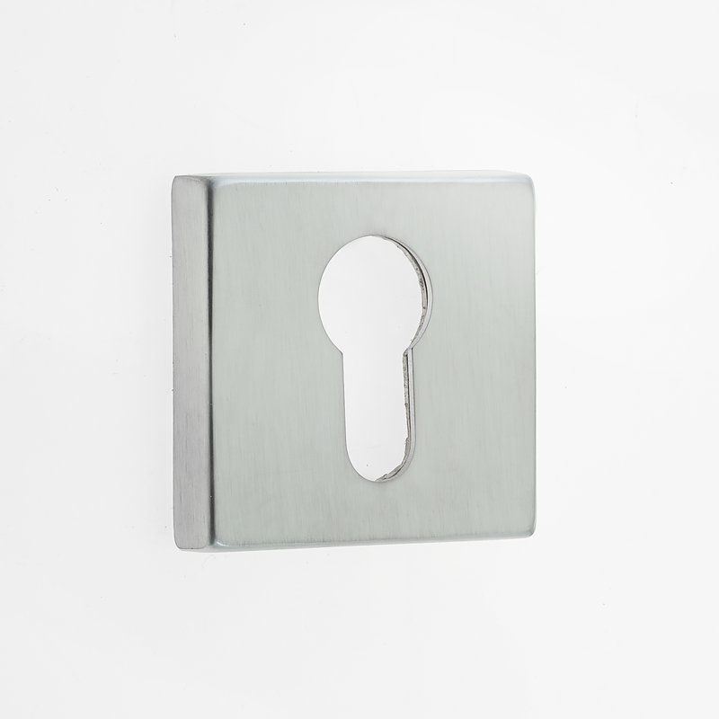 Square Euro Cyl.Escutcheon Door Accessory, Satin Chrome