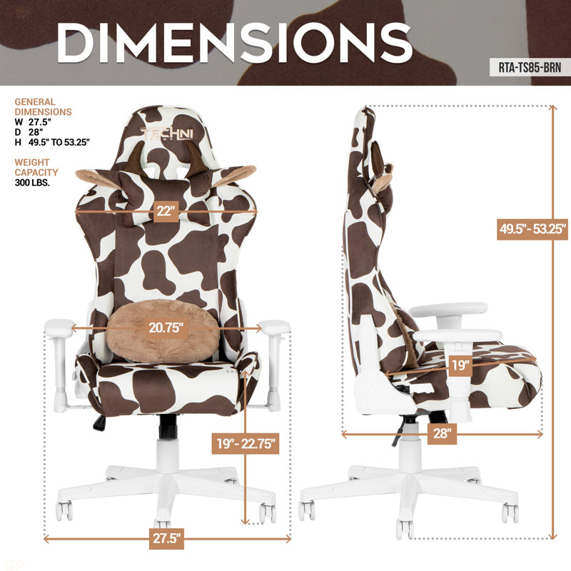 Modern Print LUXX Series Gaming Chair, Brown/White, White