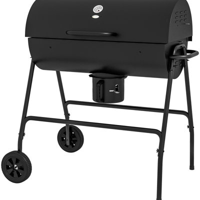 Barbecue au charbon de bois avec 420 pieds carrés Espace de cuisson et roues pour les activités de plein air. Convient à un pique-nique de patio ou à une fête dans la cour. Comprend des thermomètres intégrés et des roues de ramassage des cendres. 
