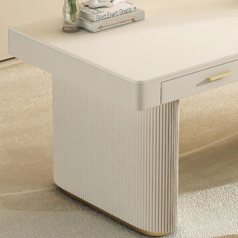 Bureau rectangulaire moderne en pierre frittée de style moderne minimaliste, H 29,53 po x l 62,99 po x P 27,56 po