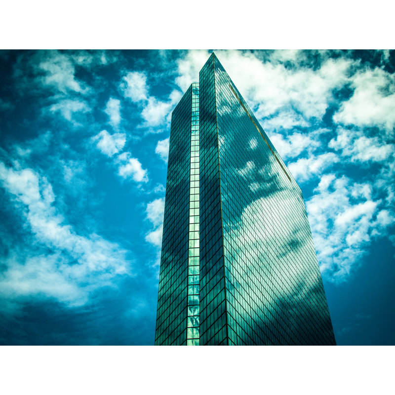 «The Hancock Building Boston» par Alan Scherer, H 17,25 po x l 21,25 po, Papier avec cadre noir