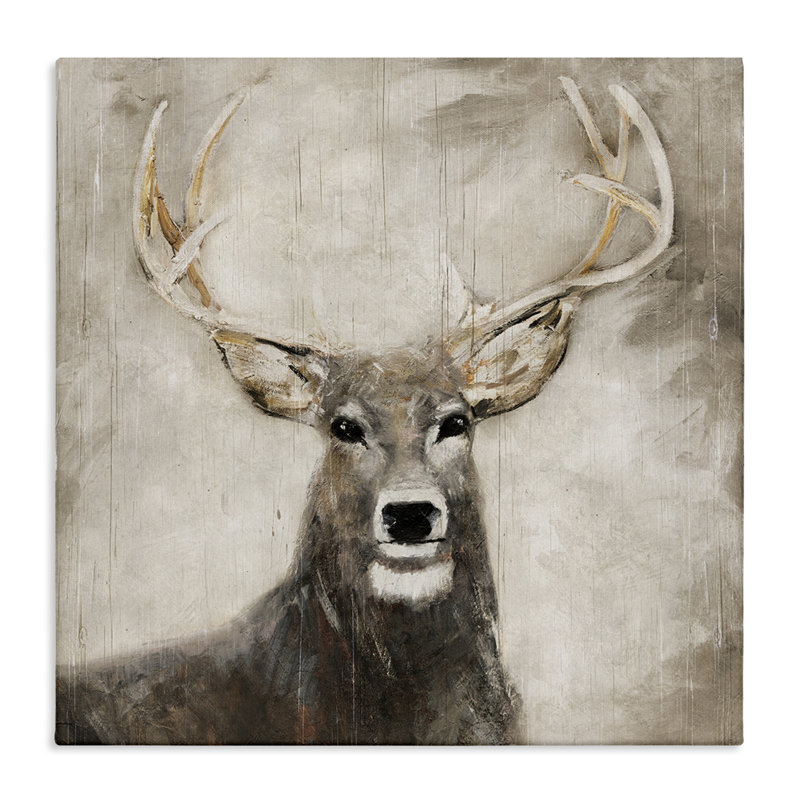 «Gazing Deer in Neutrals Canvas», conception de Sally Swatland, H 17 po x l 17 po