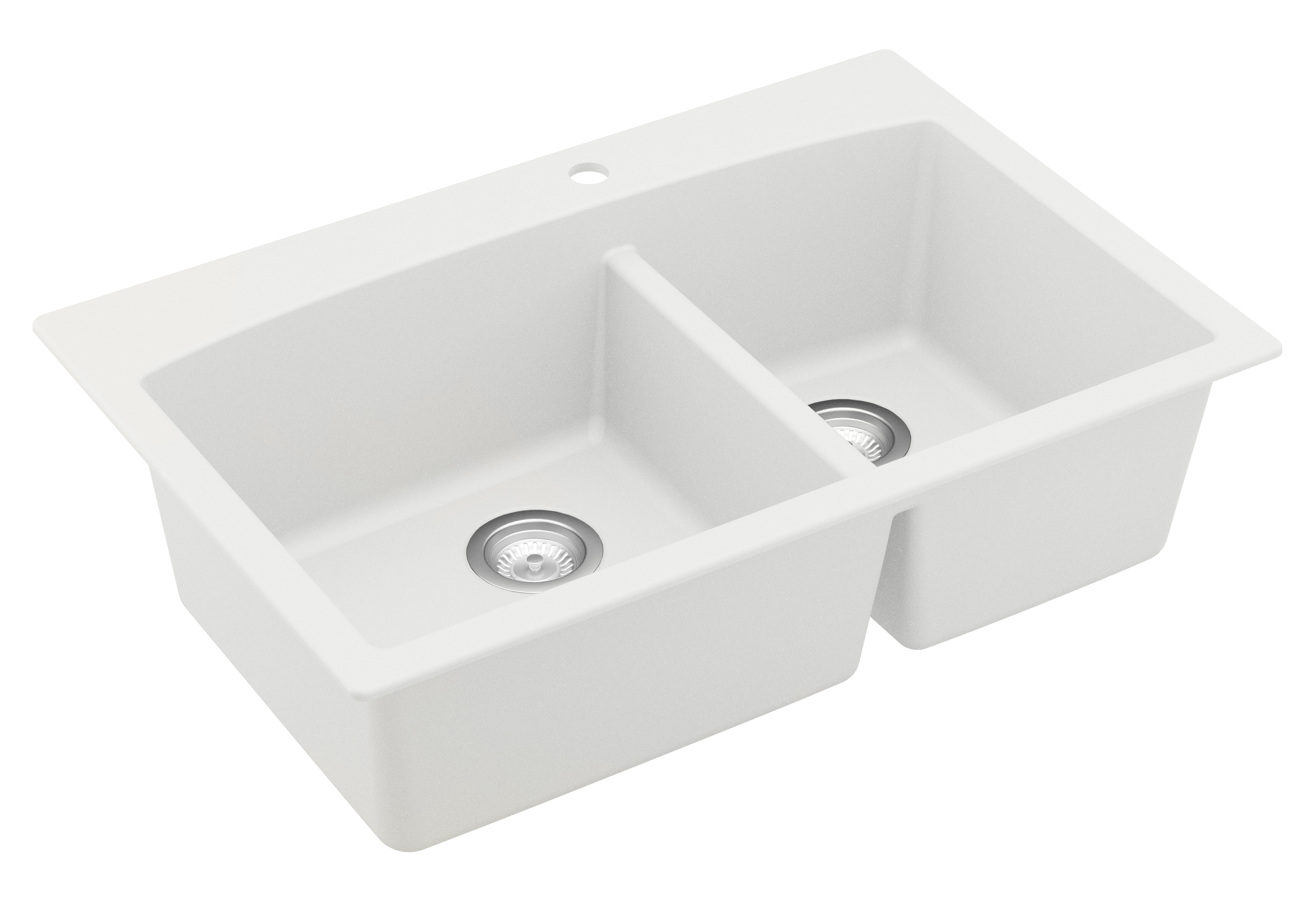 Home Basics Draining Dual Sink Saddle, White/Grey