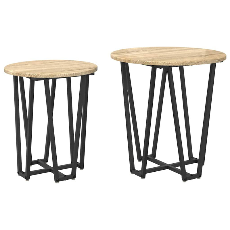  Side Table Set 2 Pcs Old Wood And Black 50 X 50 X 50.5 Cm, Sonoma Oak