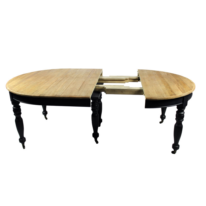 Howarth Extendable Pine Oval Solid Wood Dining Table, Black