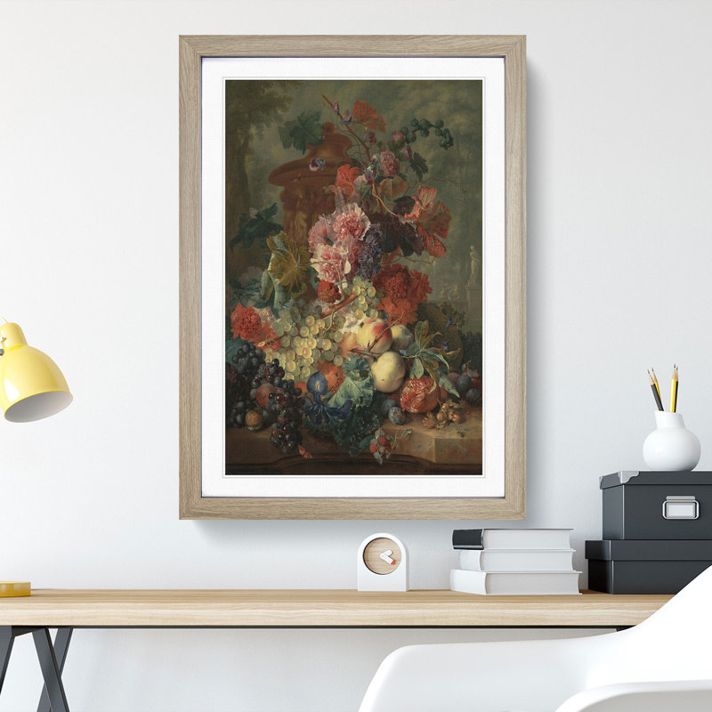 Still Life with Flowers and Fruit Vol.4 by Jan Van Huysum - Picture Frame Painting, 36cm H x 27cm W x 2cm D, Oak
