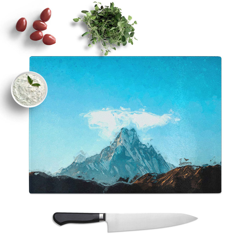 Glass Fishtail Mountain in Nepal in Abstract Chopping Board, 28.5 cm W x 20 cm L