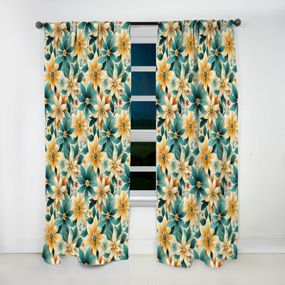 Fleurs de jardin turquoise intemporelles - rideau en velours bohémien - obscurcissant - 1 panneau