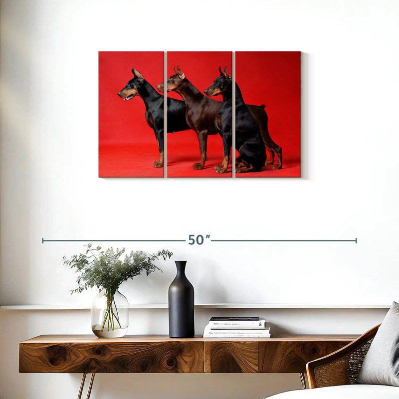 Brampt Doberman Trio, 20" H x 33" W