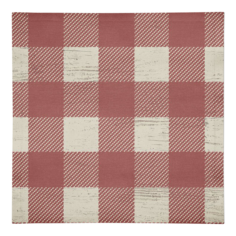 Murin Cotton Twill Plaid Square Napkin, Red