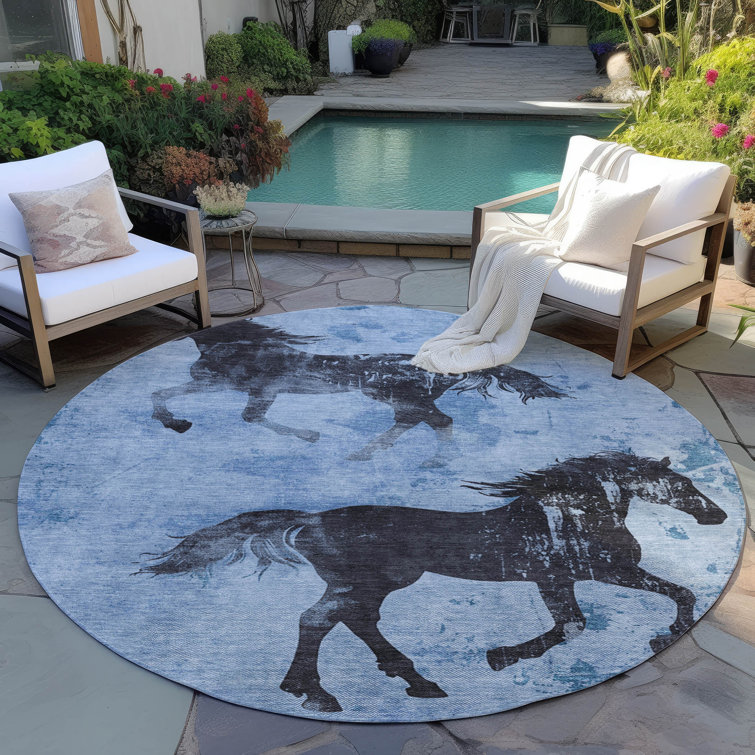 Machine Washable Indoor/Outdoor Cinead ACN1717 Denim Rug