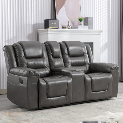2 Seater Home Theatre Recliner Manual Recliner Chair With A Storage Box And Two Cup Holders For Living Room