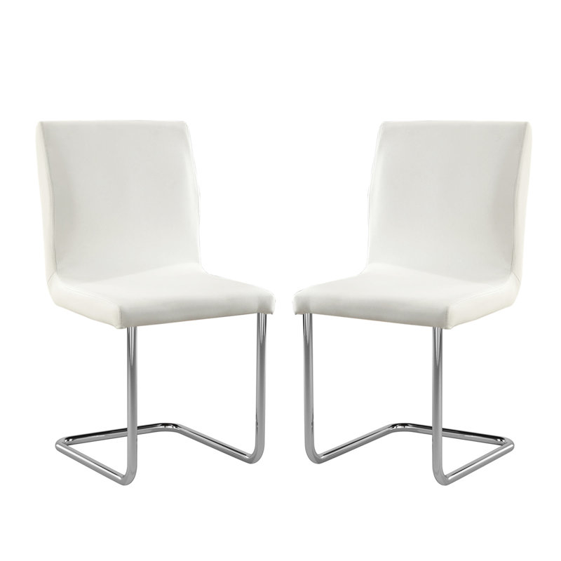 Chaises d'appoint rembourrées en similicuir avec pieds en forme de L, Blanc
