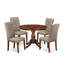 5 Piece Kitchen Table Set for 4 Includes a Round Dining Room Table with Pedestal and 4 Dark Khaki Linen Fabric Parsons Dining Chairs, Mahogany-853530676-853530679-853306165
