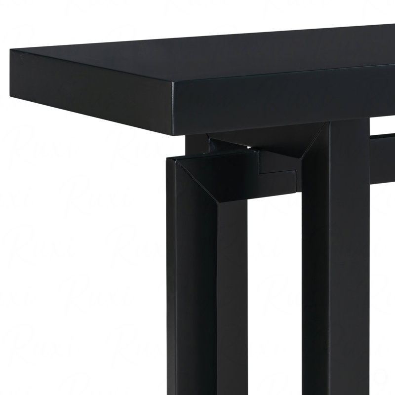 Console d'entrée de 59,1 po peinte, avec placage en pin, conception rectangulaire triple unique avec pieds en bois de pin épais, table de canapé extra longue polyvalente pour le couloir, le salon, la cuisine