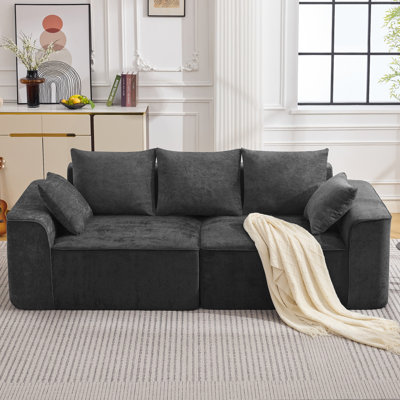 94" Wide Boneless Cloud Loveseat Sofa, Extra Deep Seat Chenille Couch – Oversized 2 Seater