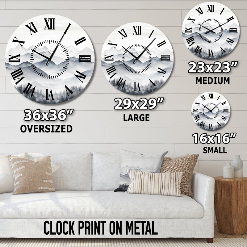 Horloge murale Morning Fog Mountain Wonder, Grand