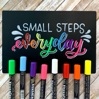 VersaChalk Neon Liquid Chalk Markers - Wet Erase, Reversible 5mm Tip, for Chalkboards & Dry Erase Boards