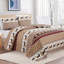 Ensemble de courtepointe réversible en microfibre taupe / rouge / blanc -170810323