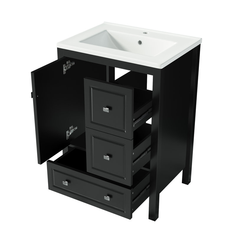 62 mm Freestanding Bathroom Vanity, Black