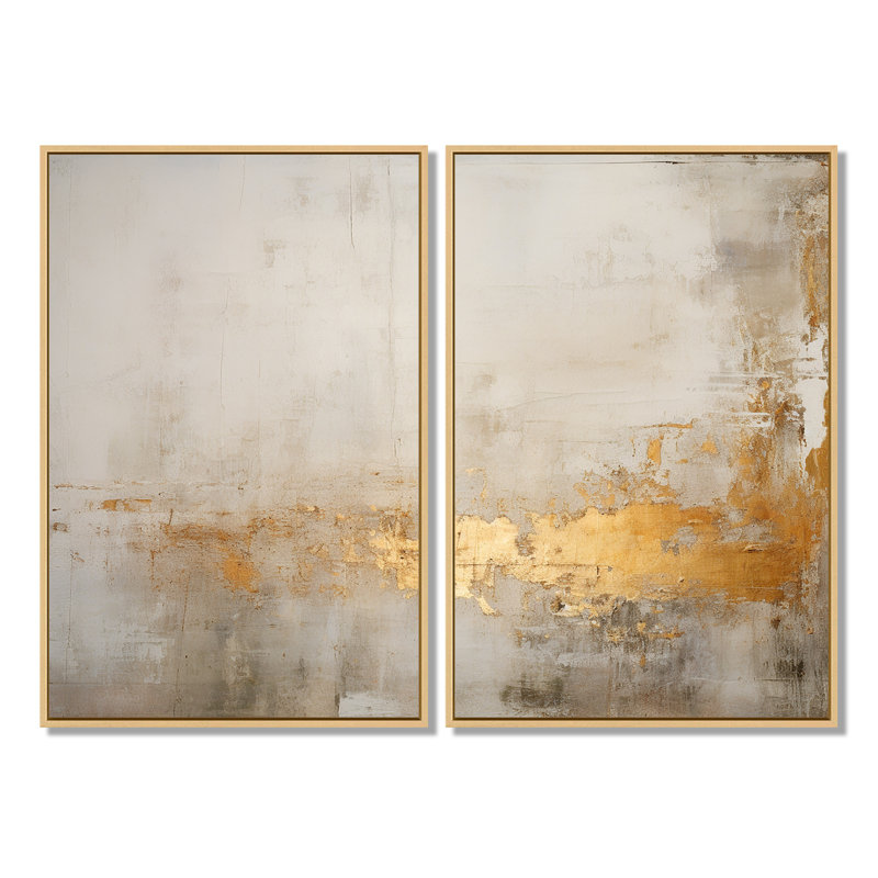 Or sensibilité subtile minimalisme II - art mural moderne, 36" H x 48" W, Impression encadrée flottante, Cream