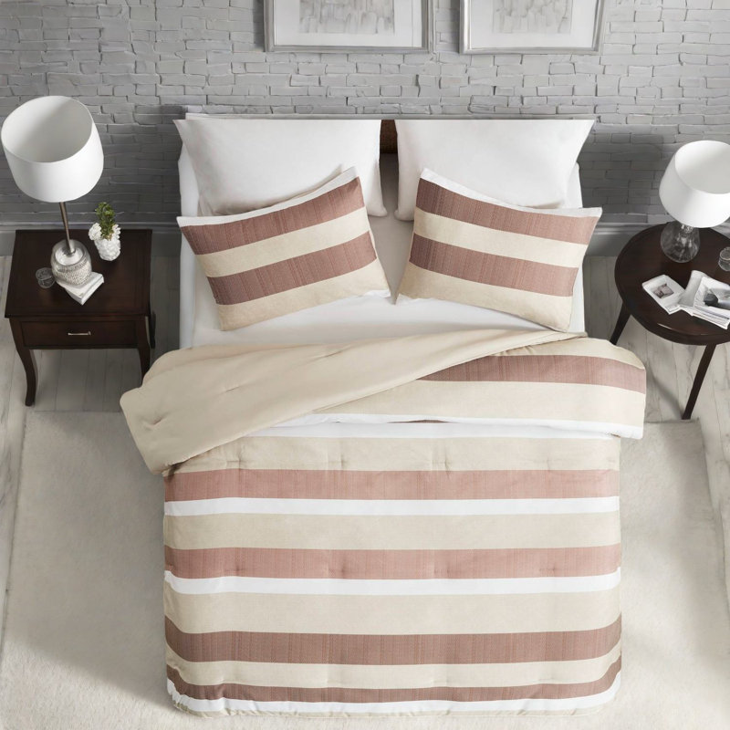 Premium Polyester King Bedding Sets, Textured Modern Stripes For Home