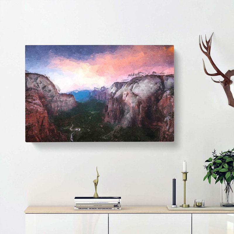 View Of Zion National Park In Utah In Abstract - Wrapped Canvas Painting, 50cm H x 76cm W x 3cm D