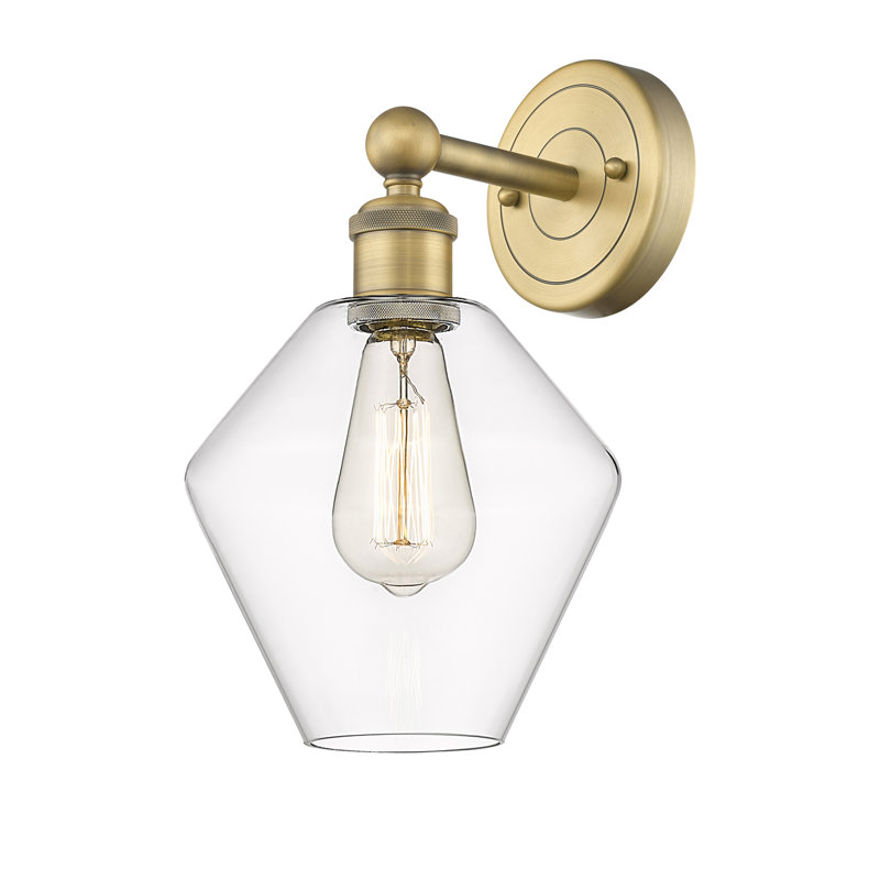Amylea Steel Armed Sconce, Clear, Brushed Brass