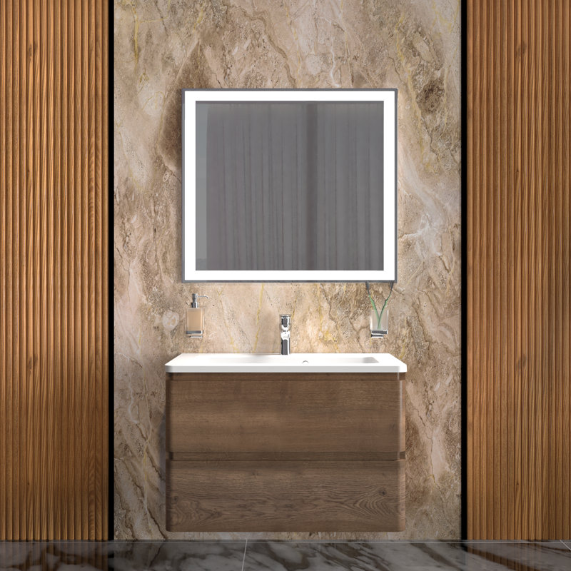 Meuble-lavabo simple avec plateau 27,3 po Gurkirat, Palissandre